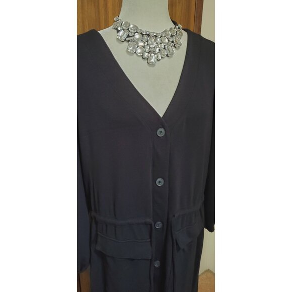 OLD NAVY DRESS COLOR BLACK LONG SLEEVE RAYON/VISCOSE  SIZE 2X - Picture 2 of 7